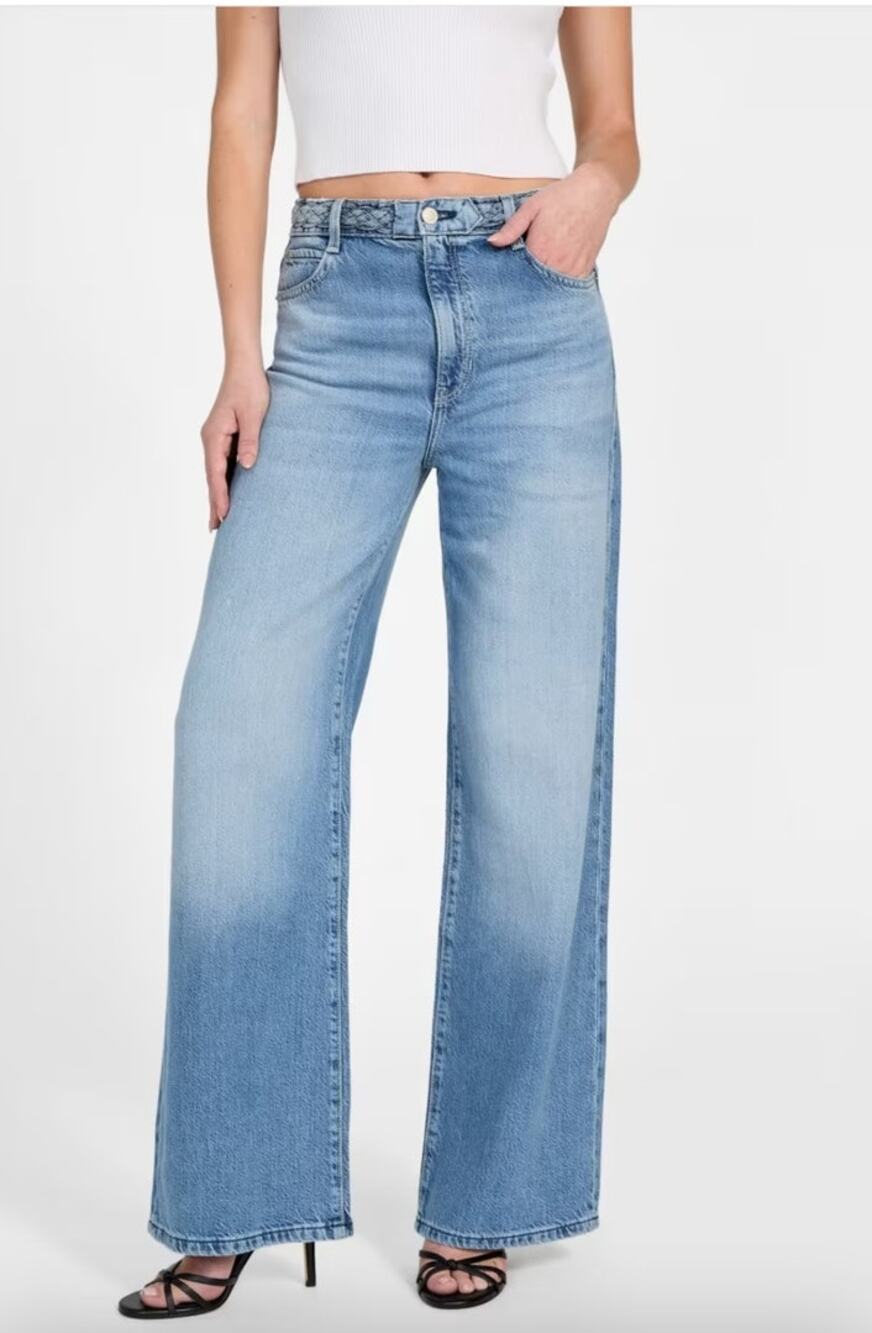 GUESS Sandy Jeans Women's Size 30 x 27 Wide Leg High Rise Denim NWOT Light Wash